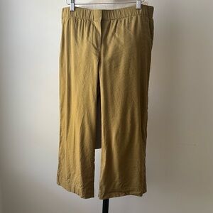 J Jill Pants Women Medium Linen Olive Cropped Pull On Elastic Waist Pockets